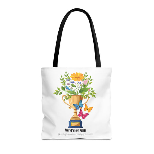 Floral Trophy Tote Bag - World's Best Mom Design