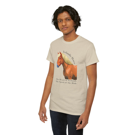 Icelandic Horse Unisex Heavy Cotton Tee - The Heart of Iceland, The Spirit of the Ride