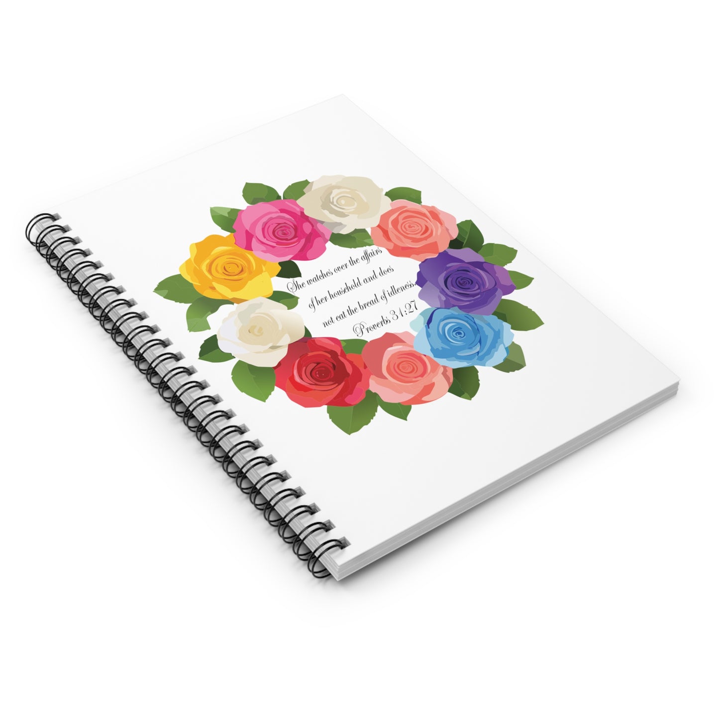 Inspirational Floral Spiral Notebook for Mom - Proverbs 31:27