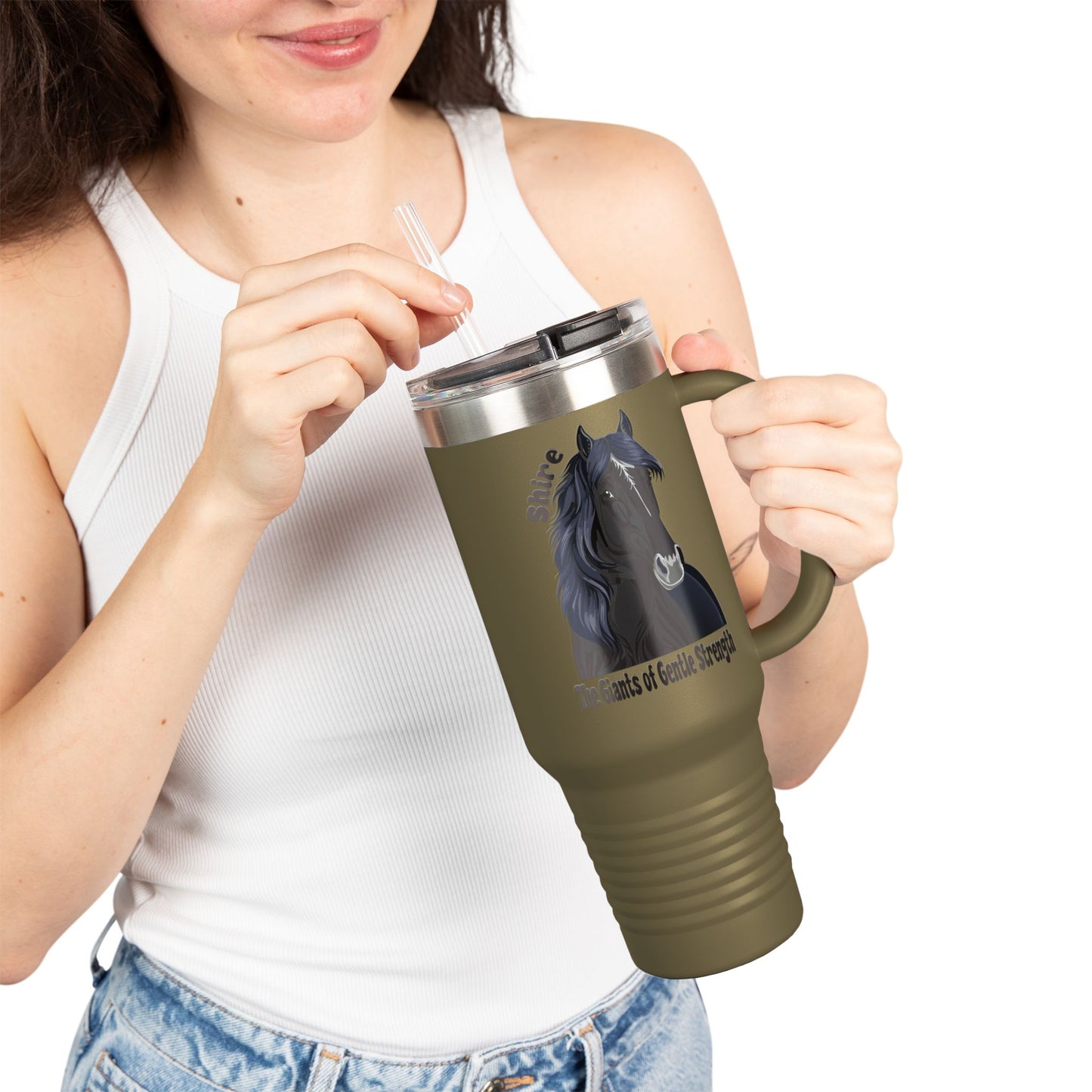 Shire Insulated Travel Mug - Shire Horse Design, 40oz - Perfect for Horse Lovers