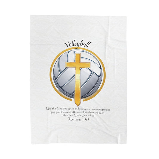 Manta de terciopelo con diseño de voleibol inspiradora - Faith &amp; Comfort 