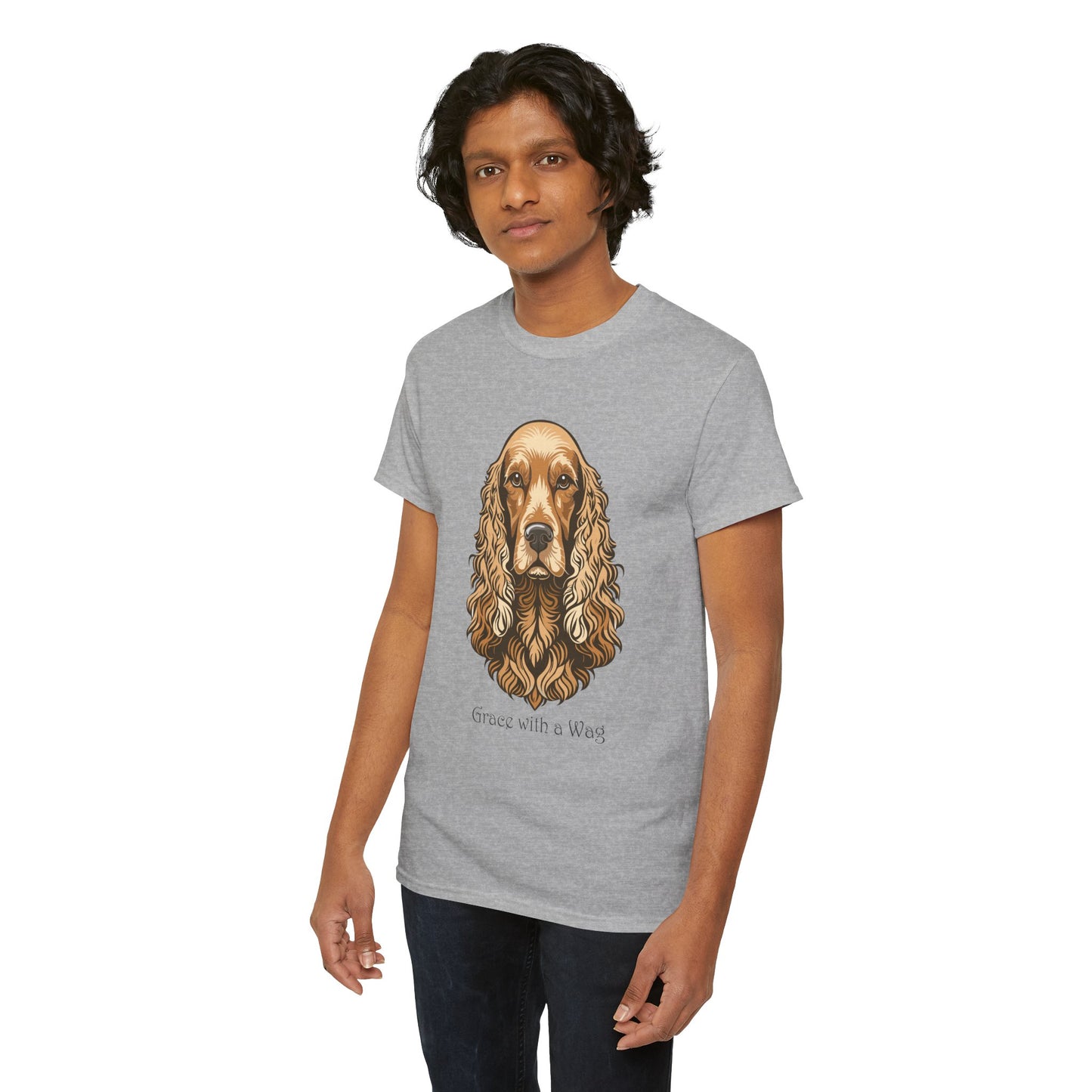 Camiseta unisex de algodón grueso con diseño de Cocker Spaniel - Grace with a Wag 