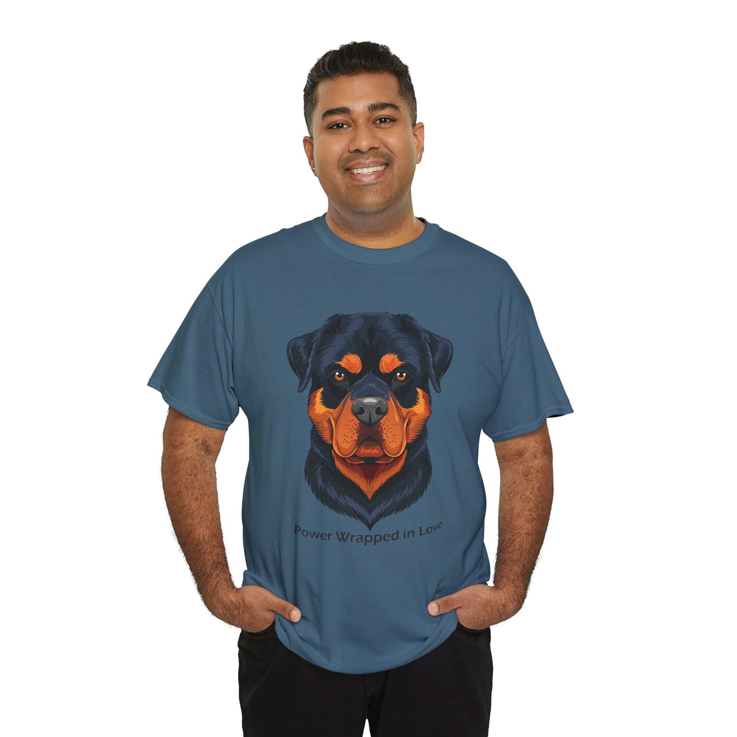 Camiseta unisex de algodón grueso Rottweiler - Power Wraped in Lover 