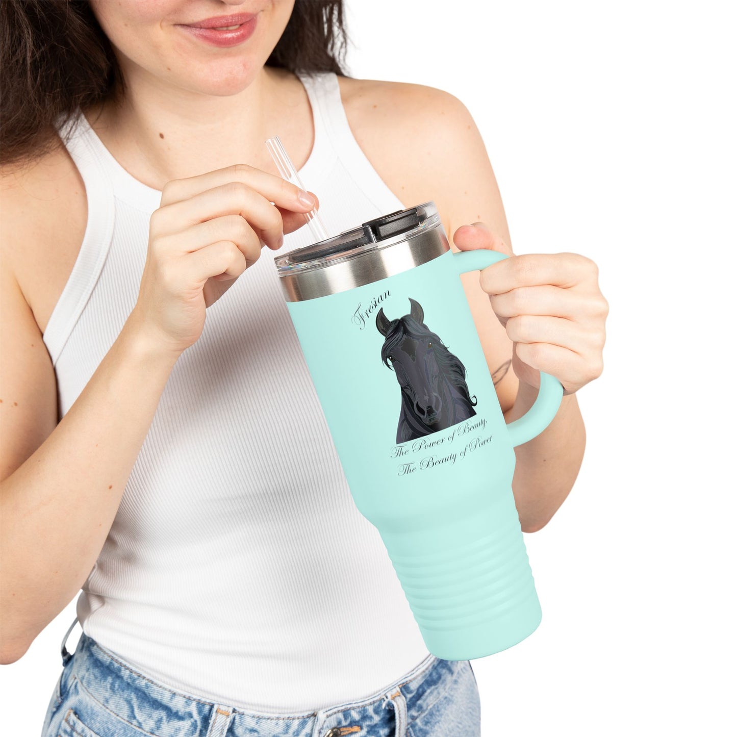 Fresian Elegant Horse Insulated Travel Mug - 40oz