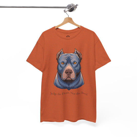 Camiseta unisex de algodón grueso Pit Bull - Juzga el corazón, no la raza 