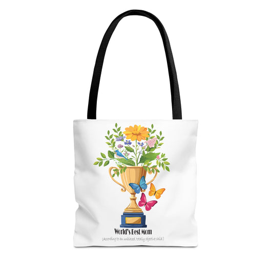 Floral Trophy Tote Bag - World's Best Mom Design