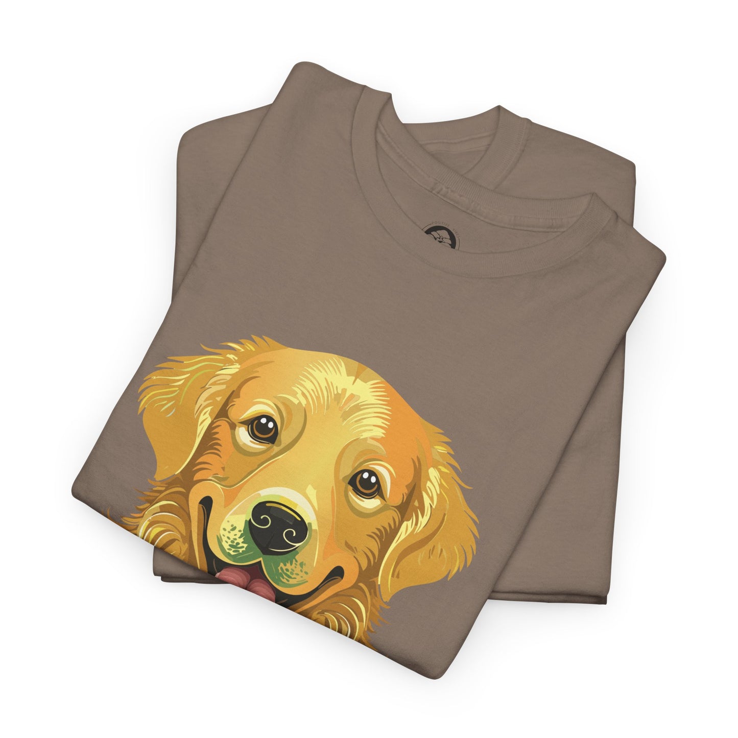 Golden Retriever - Camiseta unisex de algodón grueso con sol y sonrisas doradas 