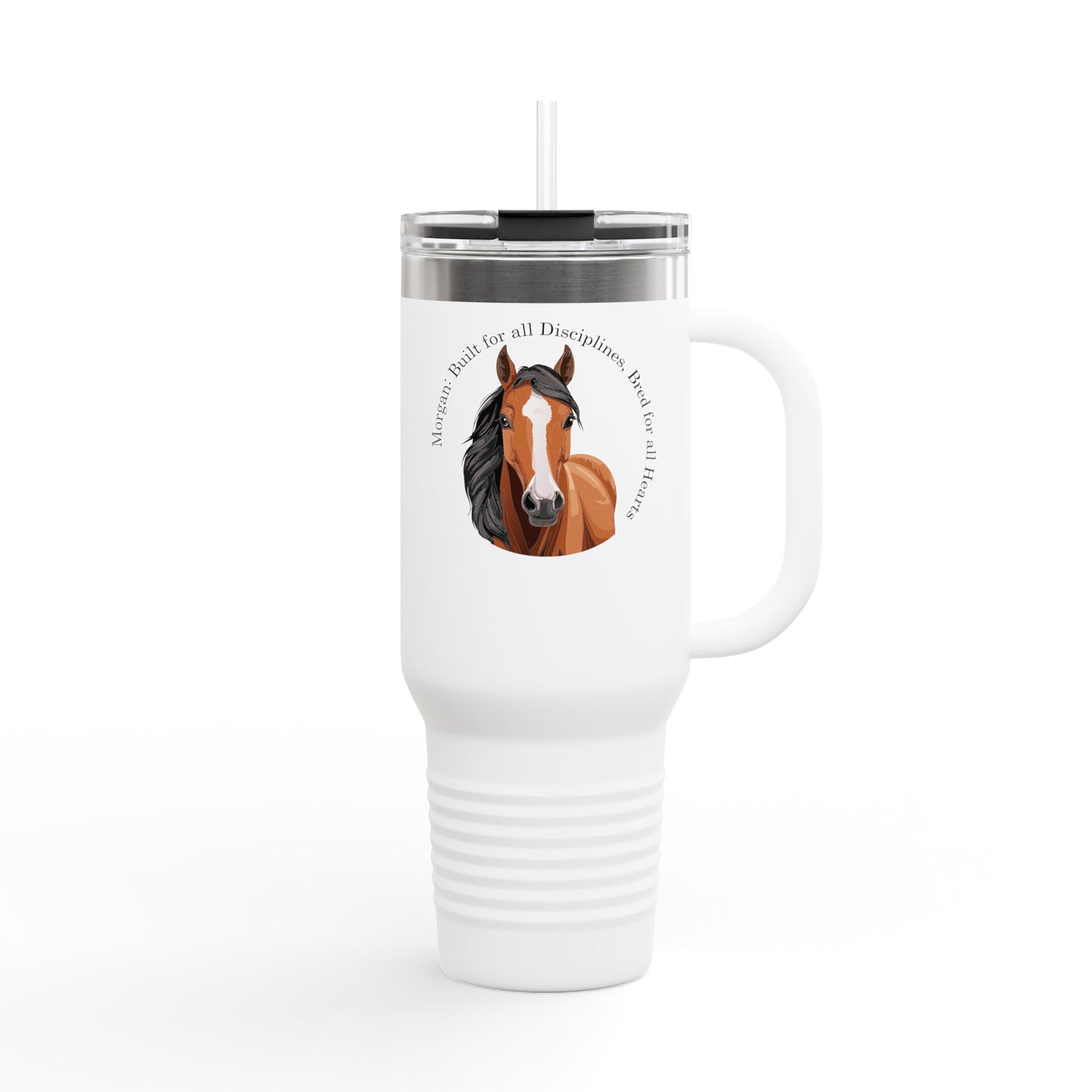 Morgan Equestrian Insulated Travel Mug – 40oz Horse Lover's Tumbler with Straw