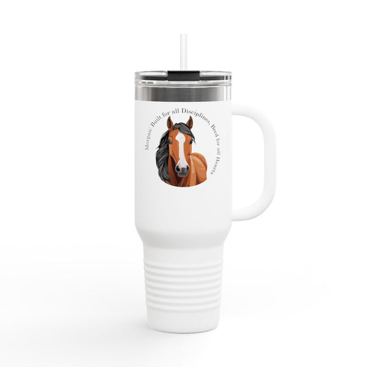 Morgan Equestrian Insulated Travel Mug – 40oz Horse Lover's Tumbler with Straw