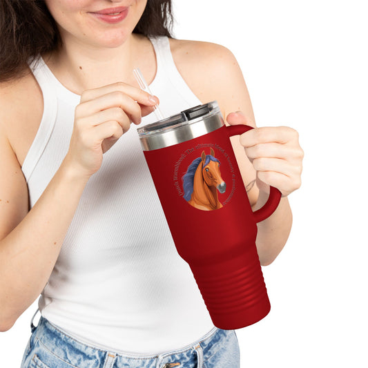 Dutch Warmblood Equestrian Insulated Travel Mug, Horse Lover's Tumbler, 40oz Cup for Hot & Cold Beverages, Perfect Gift for Riders, Camps, and Road Trips