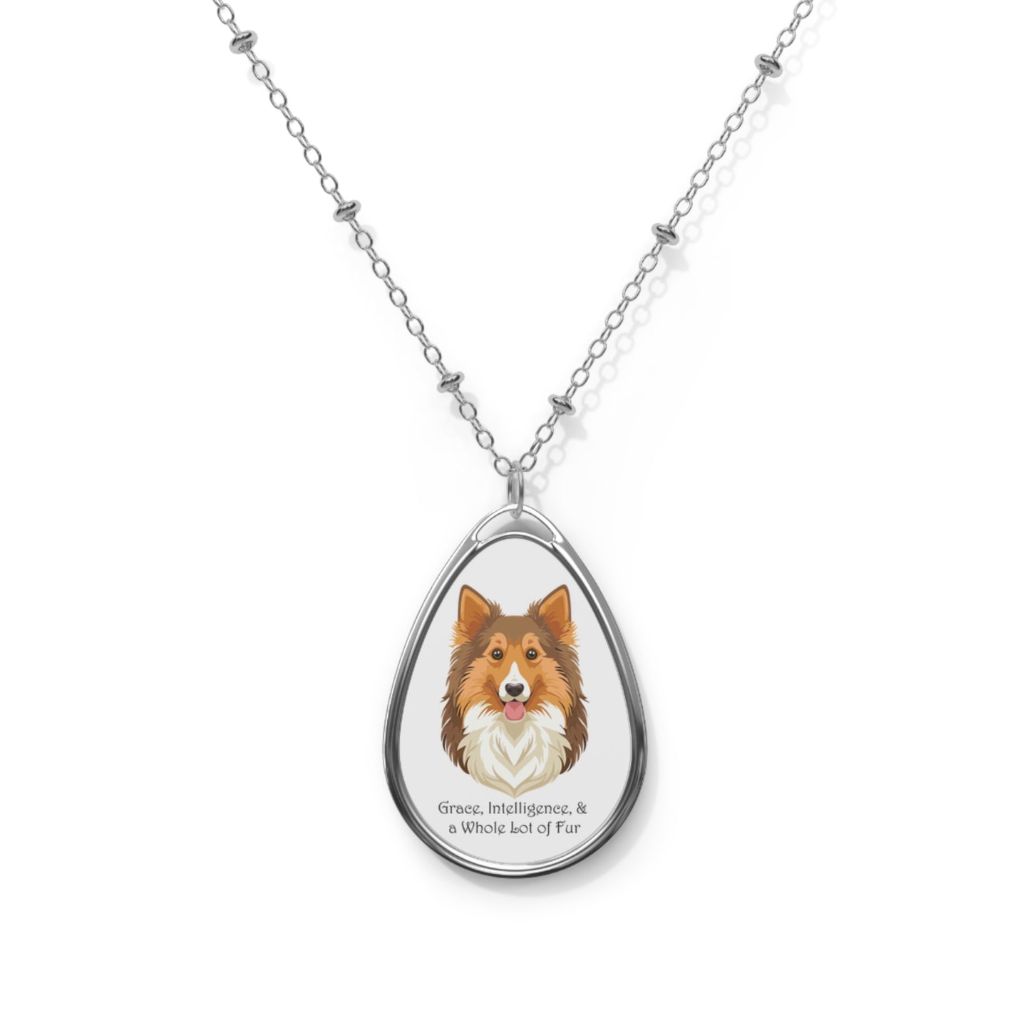 Collar de perro pastor de Shetland: colgante ovalado con ilustración de mascota 