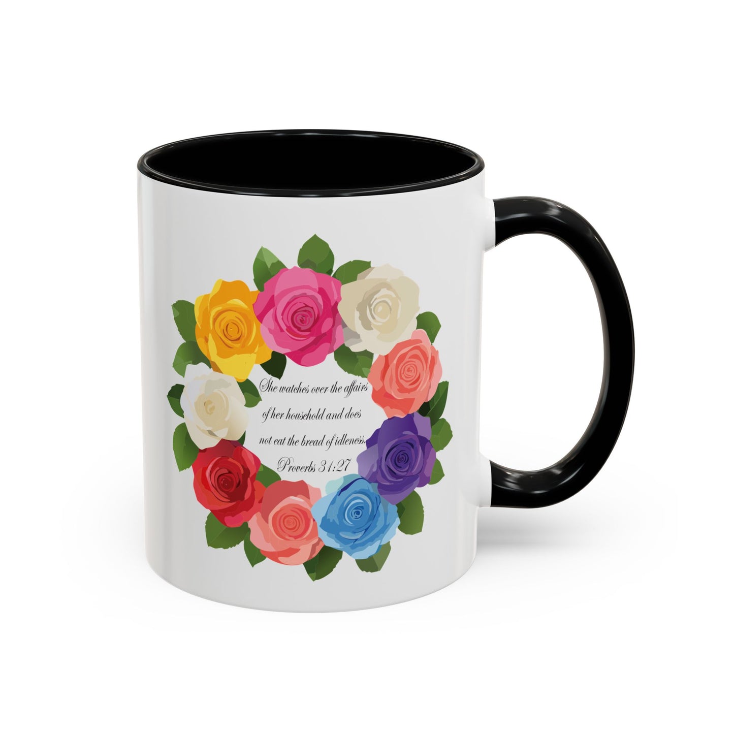 Inspirational Floral Coffee Mug for Mom- Proverbs 31:27