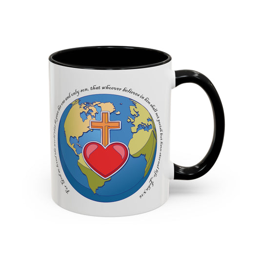 Taza de café con acento inspirador: diseño de fe y amor, perfecta para la motivación diaria. 